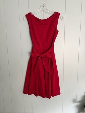Red Sleeveless Bow-Back A-Line Dress